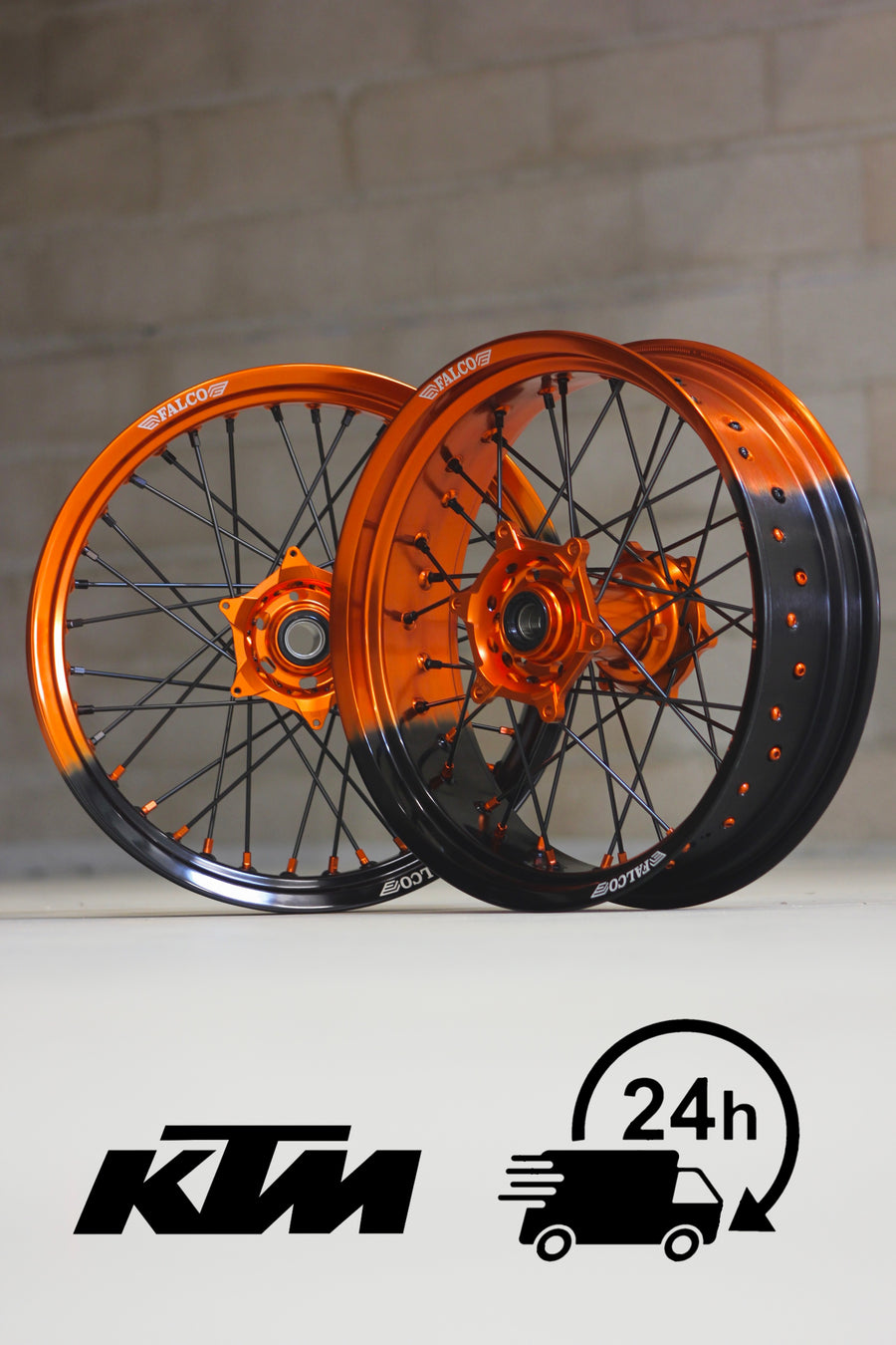 Jantes Supermotard bicolore dégradé 24H FALCO® compatibles KTM - Falco