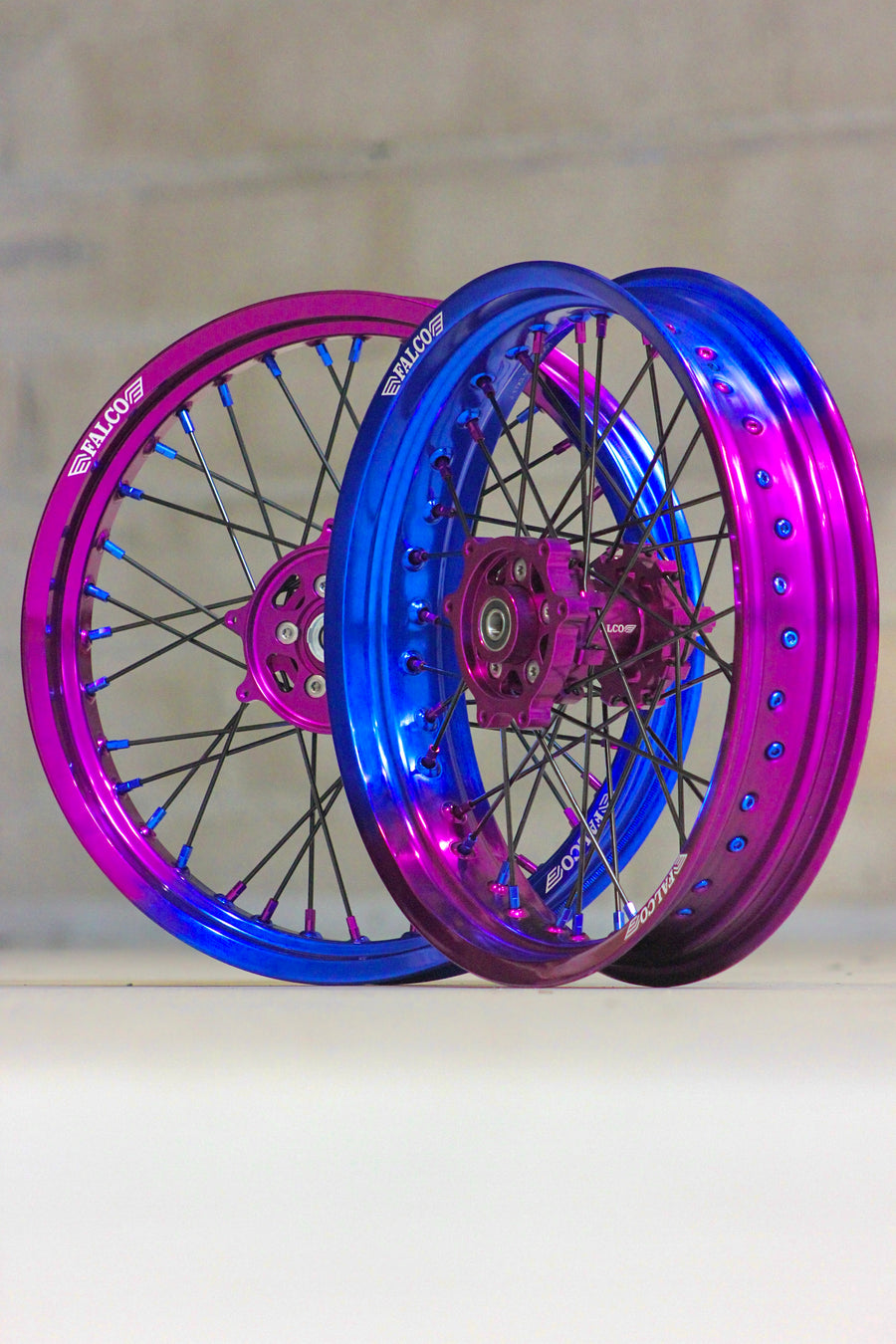 Jantes Bicolore dégrade 50cc Supermotard FALCO® 100% Personnalisables - Falco